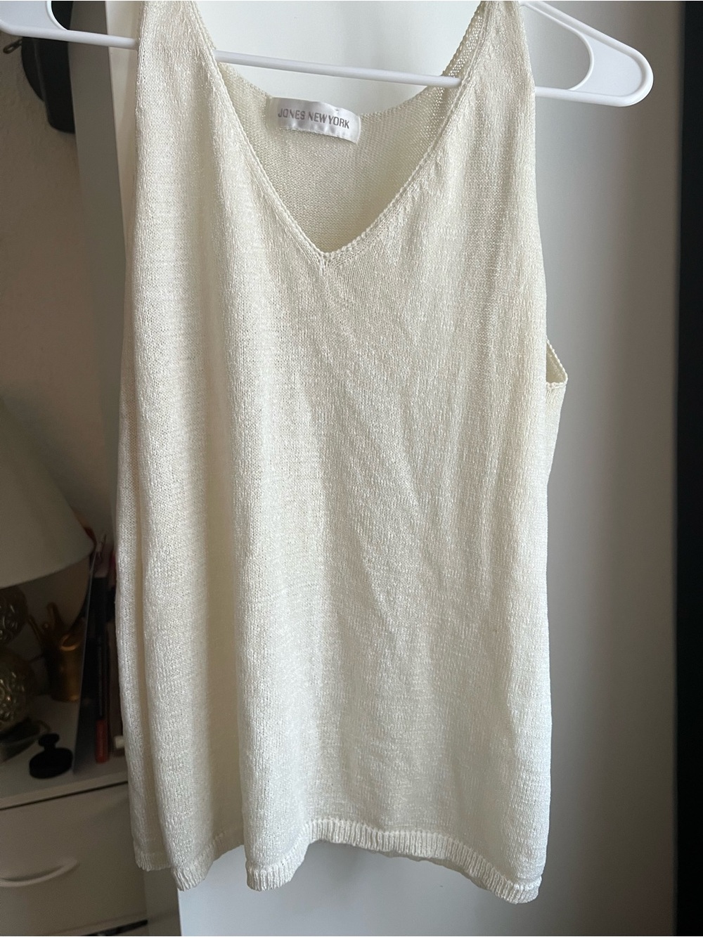 Jones New York Cream V-Neck Knit Camisole